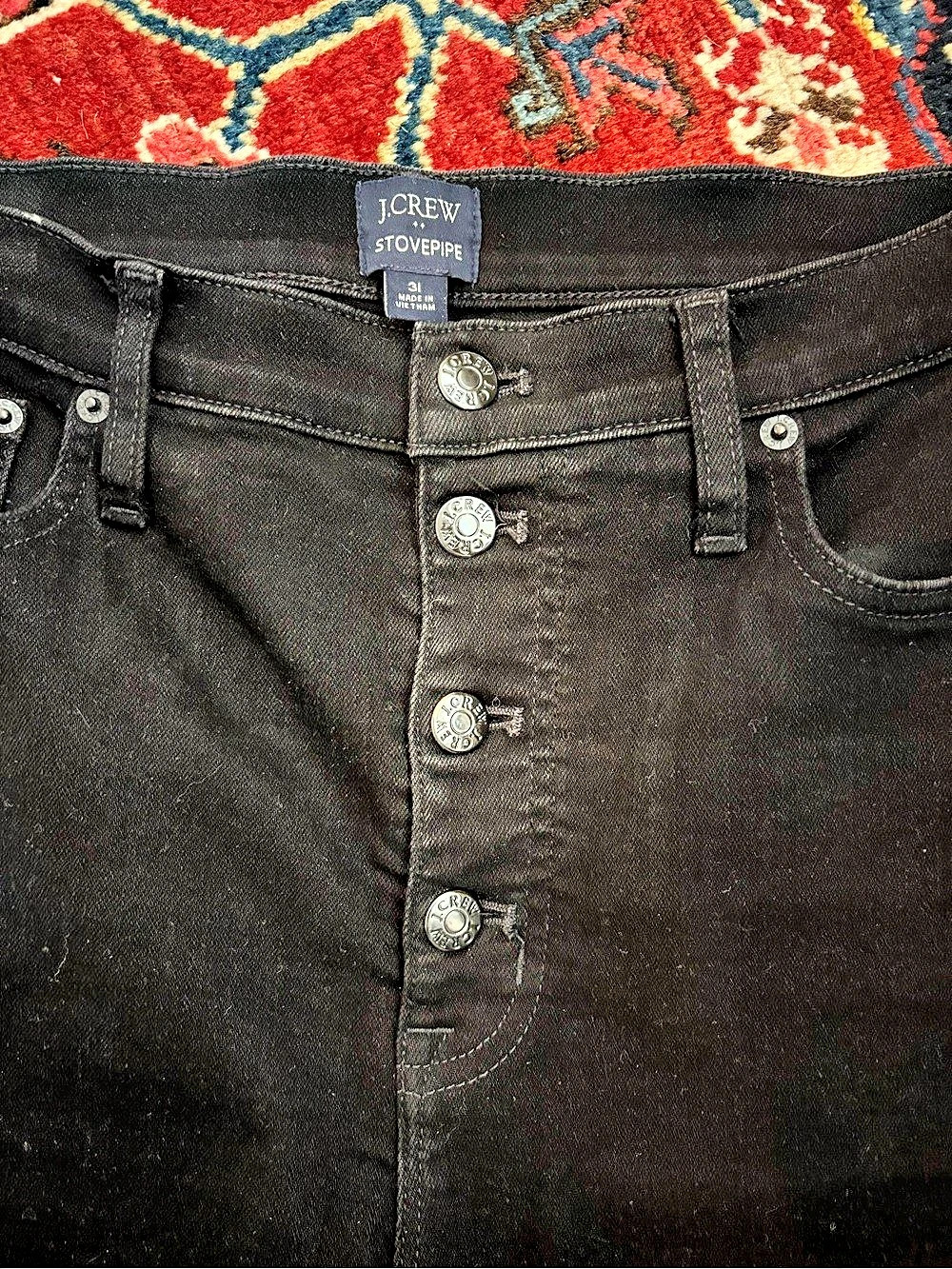 J.Crew Stovepipe Black Waist 31